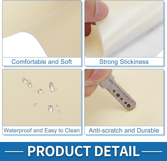 Self Adhesive Leather Repair Patch Strong Stickiness 30"x16" Leather Repair Tape PU Leather Beige White 1 Pcs