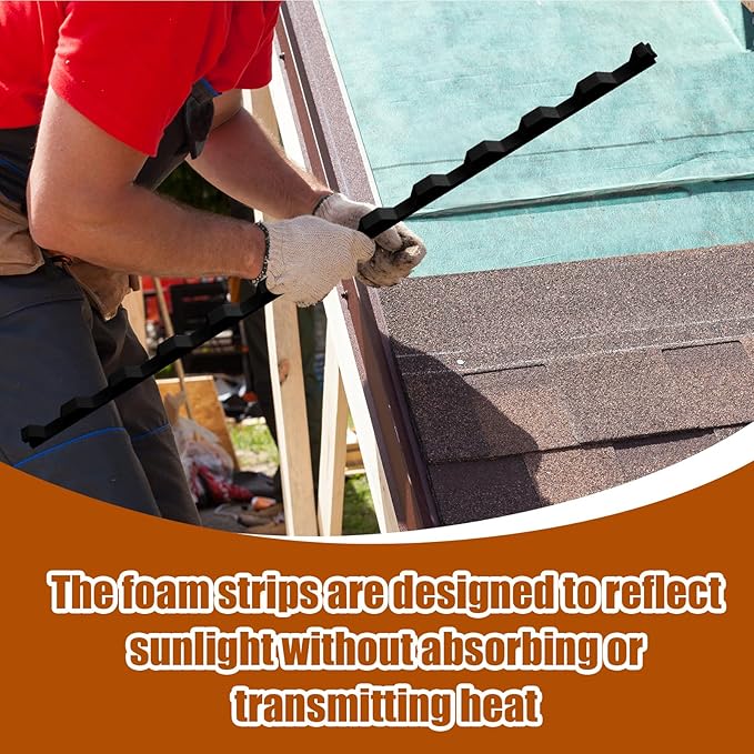 10 Pcs 3ft Long Octagonal Foam Closure Strips for for Metal Roofing Standing Seam Low Rib Shallow Wave Panels Seal Ridges Mountain Joints Avoid Gaps Wind Water Dust Closed for Roof Maintenance Repair