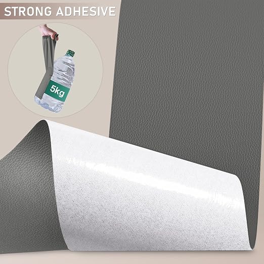 Self Adhesive Leather Repair Patch Kit, 4" x 63" Large Vinyl Leather Repair Tape for Furniture, Car Seat, Couch, Sofa, Chair Medium Grey