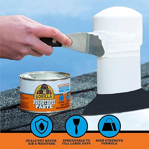 Gorilla Waterproof Patch & Seal Rubberized Sealant Paste; White; 1lb Can (Pack of 1)