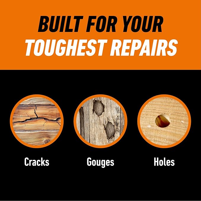 Gorilla All Purpose Wood Filler, Natural Color, 6 Ounce Tube (Pack of 2) - Water Resistant for Indoor or Outdoor Projects and Repairs