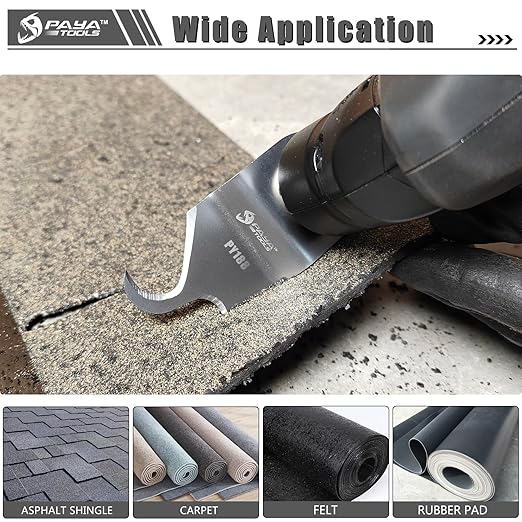 Multitool Saw Blades, Oscillating Multi Tool Hook Knife Blade for Cutting Roofing Shingles, PVC Carpet,Cardboard and Other Soft Materials (5-Pack)