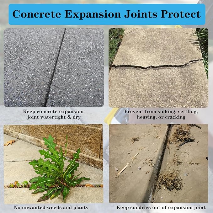 Concrete Expansion Joint Filler, 5/8" Expansion Joint Repair Replacement, Concrete Crack Repair, Backer Rod, Flexible Foam Rubber Seal, Rubber Strip for Sidewalk, Driveway, Walkway, Doors, Windows