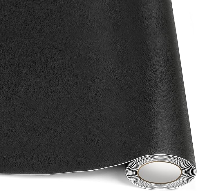 CHEIGHY Self Adhesive Leather Repair Patch for Furniture with Advanced PU 17X79 inch Leather Repair Kit for Couches Sofa Vinyl Repair Kit for Car Seats, Chairs, Shoes (Black)