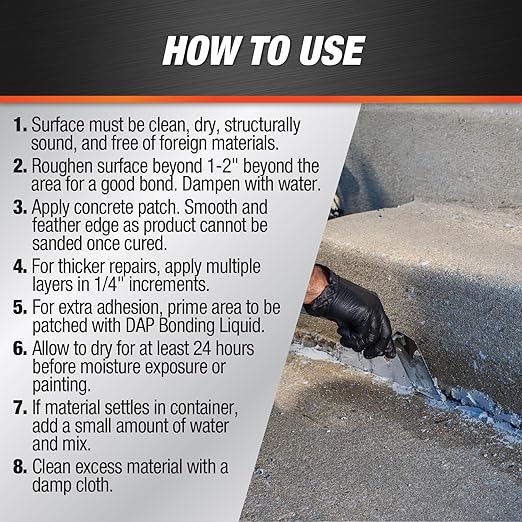 DAP Pre-Mixed Concrete Patch,Gray,32 Oz (7079834611),(Pack of 8)