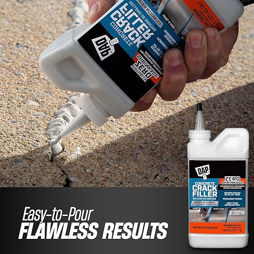 Fast Drying DAP - Concrete Crack Filler - 1.62 LBs - Permanently Fill Concrete, Stone, and Masonry Surfaces – Available with Omni Depot Chemical-Resistant Gloves