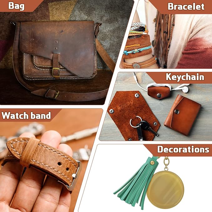 Amylove 30 Pcs Genuine Leather Scraps for Craft 12 x 7.8 Inch Tooling Leather Sheets Material(Multicolor)