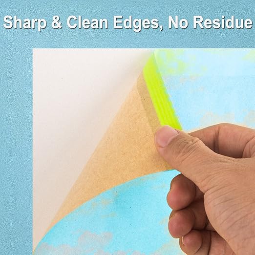 Tangibay Pre-Taped Masking Paper for Painting - 12 inch x 50 feet Tape and Drape Painters Paper, Paint Adhesive Protective Paper Roll for Covering Skirting, Frames, Cars and Auto Body (12 Rolls)