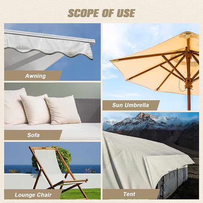 OAZ 2 Pieces 9 x 11 inch Canvas Repair Patches Canvas Fabric Patch Self-Adhesive Fabric Repair Tape Waterproof Outdoor Gear Patch Kit for Boat Cover Awning Sofa Chair Couch Tent Bag (Light Gray)