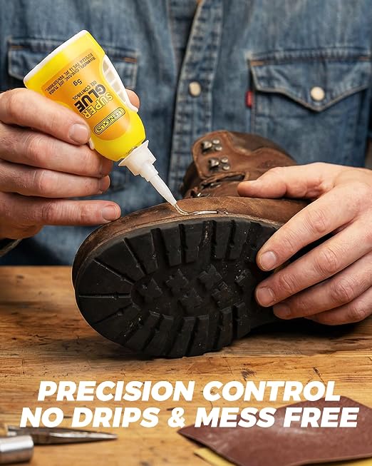 Super Glue and Cement for Shoes – 5g Gel CA | Heavy Duty Instant Bond, Waterproof Clear Sole Repair for Sneakers, Heels, Boots, Sandals, Tennis Shoes & More