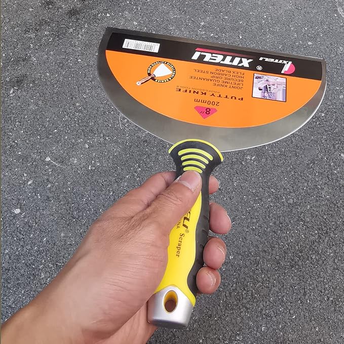 Putty Scraper 8" Stainless Steel Putty Knives with Plastic Ergonomic Handle for Taping Paint Wall Floor Tile, Metal Spackle Tools Knife,Remover for Wood, Wallpaper Scraper (8")