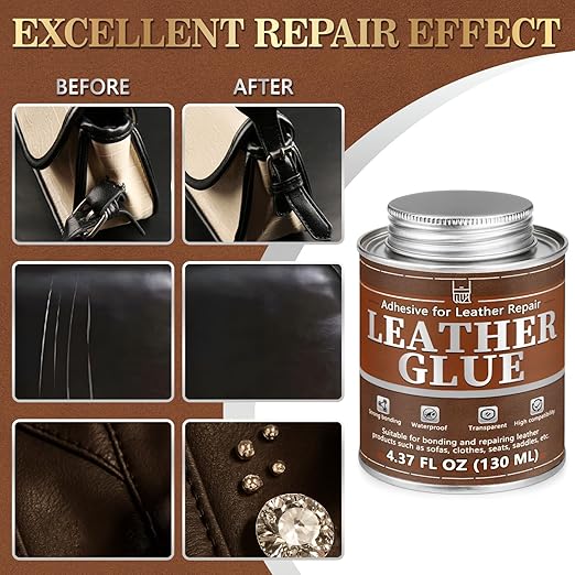 Leather Glue, 130ml Waterproof High Strength Adhesive, Clear Flexible Repair Cement for Bonding Between Sofas, Car Seats, Saddles, Crafting, DIY Projects