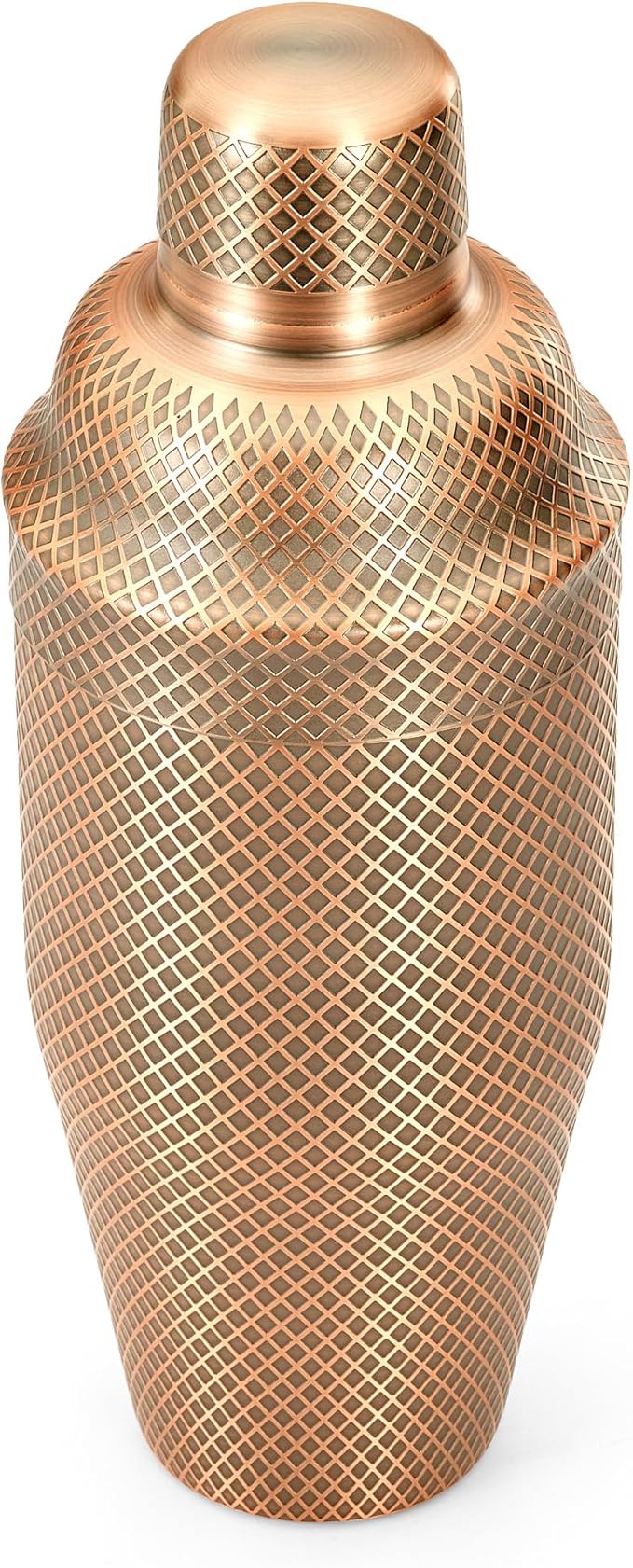 Barfly 3-Piece Diamond Lattice Etch Japanese Cocktail Shaker Set (24 Oz/700ml), Antique Copper