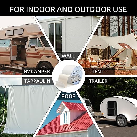 RV Roof Repair White Tape, 4 Inch X 50 Feet, RV Repair Seal Tape for Camper Roof Repair, Trailer Roof Sealant, Stop Camper Roof Leaks, UV-Resistant, Weatherproof, White