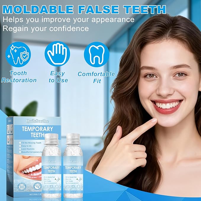 Tooth Repair Kit – 2PCS Temporary Tooth Filling, Moldable False Teeth Beads for Teeth Repair