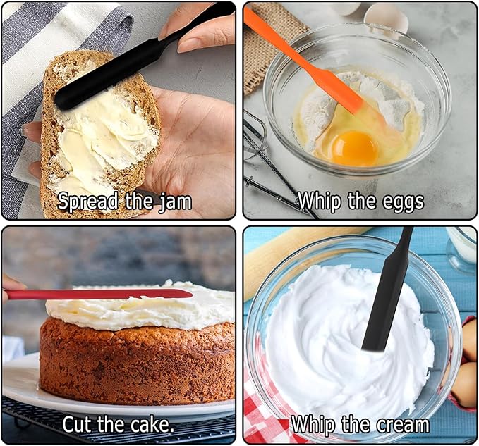 3pcs Jar Spatula, Silicone Jar Spatula Heat Resistant Kitchen Spatulas with Long Handle, Jam Spreader Cake Cream Butter Spatulas Mixing Batter Scraper for Jars Baking Cake Icing