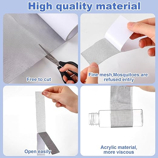 CroBlissful Extra Wide 8 inch x 30 ft Window Screen Tape Mesh Repair Strong Adhesive Waterproof Fiberglass Screen Repair Kit Patch for Window Door Tears Holes(Black)