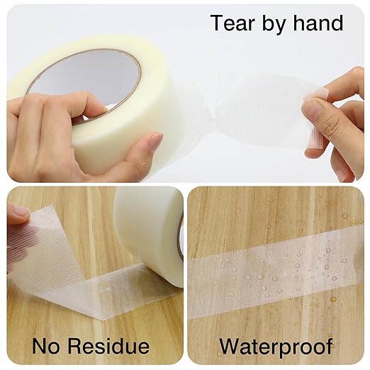 Duct Tape 2 Inch X 33 Yards, Heavy Duty Transparen Duct Tape, No Residue, Waterproof, Tear by Hand for Repairs, Industrial, Professional Use