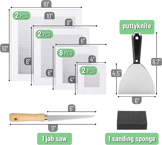 Bates- Drywall Repair Kit, 17 pcs, Dry Wall Patch Kits, Wall Repair Patch