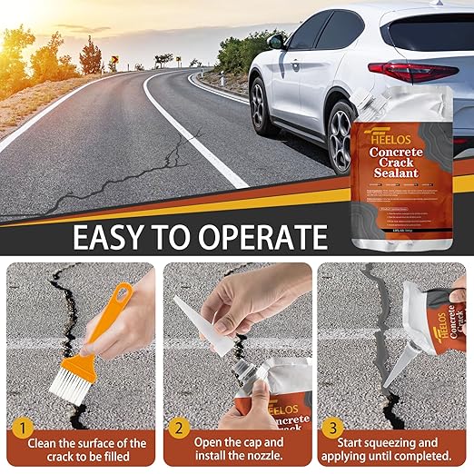Concrete Crack Filler,2 Pack Cement Crack Sealant, High Elasticity Crack Filler Repair Sealer, Self Leveling Waterproof Caulking Glue Sealing Adhesive for Concrete Driveway, Patio, Sidewalk (Grey)