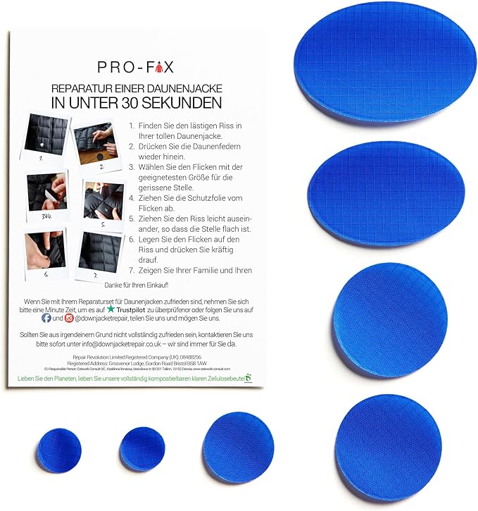 Self-Adhesive Waterproof Repair Patch Kit - 30-Second Fix for Down Jackets, Tents, Sleeping Bags, Backpacks, Outdoor and Camping Gear - Pre-Cut Nylon Ripstop Patches, Multiple Colors - Royal Blue