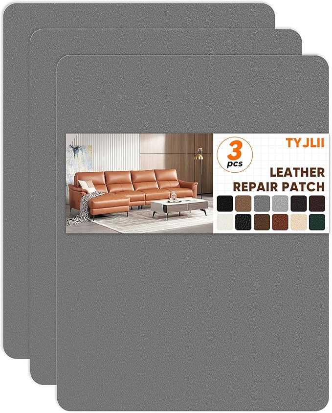 Leather Repair Patch Self Adhesive,8.3″ x 11″ Vinyl Patch Kit,Leather Repair Kit for Furniture,Car Seat,Couch,Office Chair.（Dark Gray）