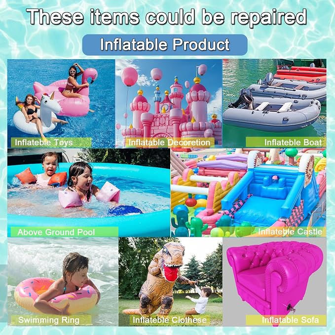 WENSSKKU 6Pcs 3.5X3.5In Inflatable Patch Repair Kit Heavy Duty,TPU Pool Patches Repair Kit for Air Mattress, Swimming Pool,Bounce House,Pool Floats,Swimming Ring and Inflatable Toys,Clear,Waterproof