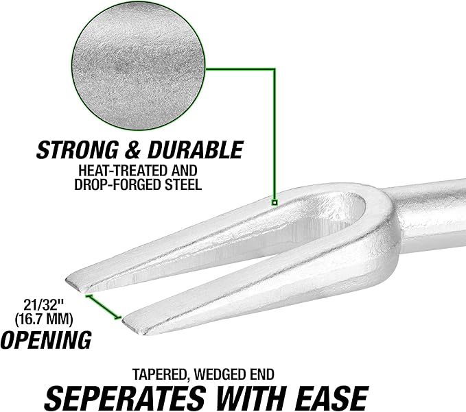 OEMTOOLS 25202 Ball Joint Separator, 15/16 Inch Pickle Fork Tool, Heavy Duty Steel Tie Rod Removal Tool, Ball Joint Removal Tool, And Joint Splitter