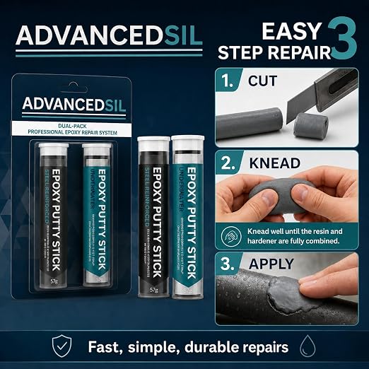 Epoxy Putty Stick 2 Pack Metal and Water Repair Putty for Steel Aluminum Plastic PVC Wood Ceramic Quick Cure Leak Seal Filler Waterproof Plumbing | Can Be Sanded and Painted Multi Purpose