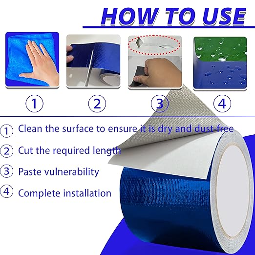 WaterproofRepair Tape for Fabric, 3.1IN x24.6FT, Heavy Duty Outdoor Repair Tape, for RV Roof, Tarp, Tent, Sail and Boat Cover Outdoor Repair Patch, Multipurpose Awning Repair Tape (Blue)