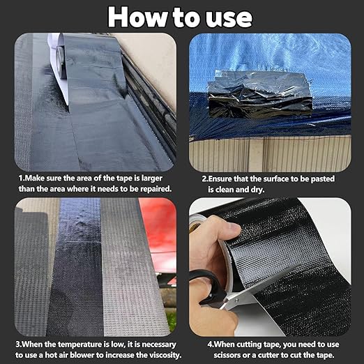 Black Awning Repair Tape,3INx25FT,Waterproof Repair Tape for Fabric,RV Awning,Tarp,Tent,Tarp,Tent,Sail,Underbelly,Boat Cover,Canvas,Outdoor Repair Patch,UVproof,Heavy Duty