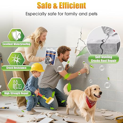 MOSAMNI Concrete Crack Filler, Self Leveling Cement Crack Sealant, Quick-Drying Sealing Adhesive Repair Sealer for Driveways, Sidewalks, Patios, Waterproof Outdoor Joint Caulking Glue, Gray