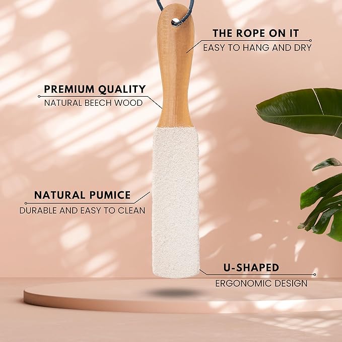 Eco Bath London Natural Pumice Foot File White Flat - Callus Remover for Feet, Dead Skin Heel Scrubber, Pedicure Foot Care Tool for Cracked Dry Heels, Callus Dead Skin Remover for Women and Men