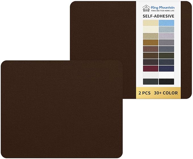 KING MOUNTAIN Canvas Repair Patch 9 x11 Inch 2 Pcs Self-Adhesive Waterproof Fabric Patch for Sofas, Tents, Furniture,Tote Bags, Car Seats (Dark Brown)