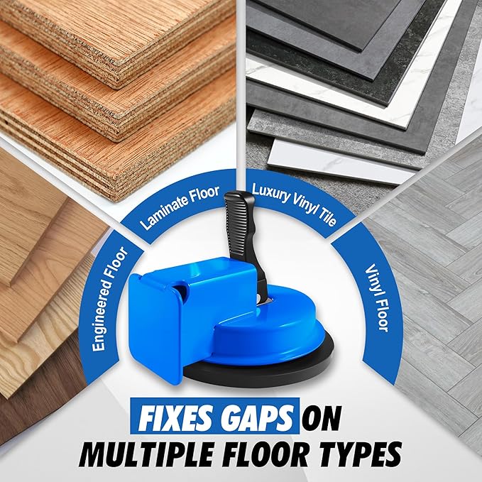Floor Gap Fixer Tool with Rubber Mallet, Iron Body & Strong Suction Cup, Includes 5 Sticky Pads for Laminate, Vinyl, Wood & Tile Flooring Installation and Repair