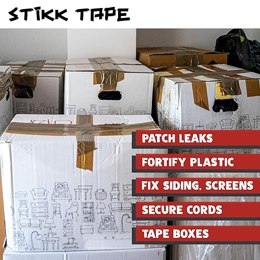 STIKK Duct Tape - Red Duck Tape - 3 inch x 25 Yards - Heavy Duty Tape for Repairs, Household Projects - for Commercial HVAC and Construction - Effective Heavy Duty Waterproof Duct Tape