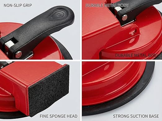 Floor Gap Fixer Tool, Cast Aluminum, Heavy Duty Flooring Repair Kit with Vacuum Suction Cup for Laminate, Vinyl, Wood and Tile Floors (red)