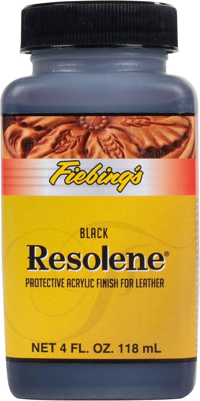 Fiebing's Acrylic Resolene (4 Ounce, Black) - Protective Acrylic Leather Finisher - Flexible, Water Resistant Top Coat for Dyed Boots, Couch, Purse