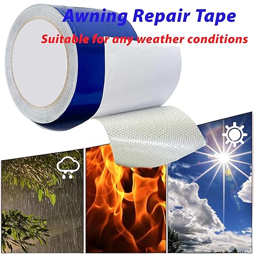 WaterproofRepair Tape for Fabric, 3.1IN x24.6FT, Heavy Duty Outdoor Repair Tape, for RV Roof, Tarp, Tent, Sail and Boat Cover Outdoor Repair Patch, Multipurpose Awning Repair Tape (Blue)