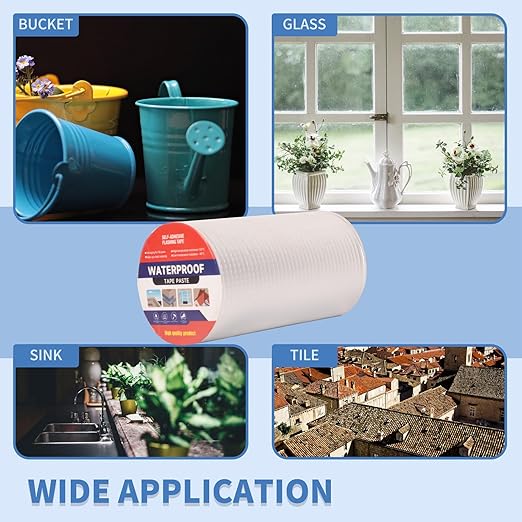 8" W X 16.4'L Waterproof Tape for Leaks Aluminum Butyl Tape with Adhesive for RV Repair, Glass Repairs, Air Mattress Patch, Window Caulking, Boat Sealing, Roof Patching