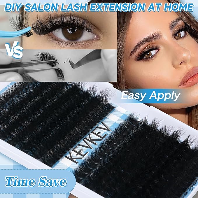 Lash Extension Kit 280pcs Volume Lash Clusters 100D+200D Lash Clusters Kit 10-18mm Individual Lashes Kit With Lash Bond And Seal，Lash Tweezers Thick Lash Extension Kit DIY At Home(0.05D,100D+200D)