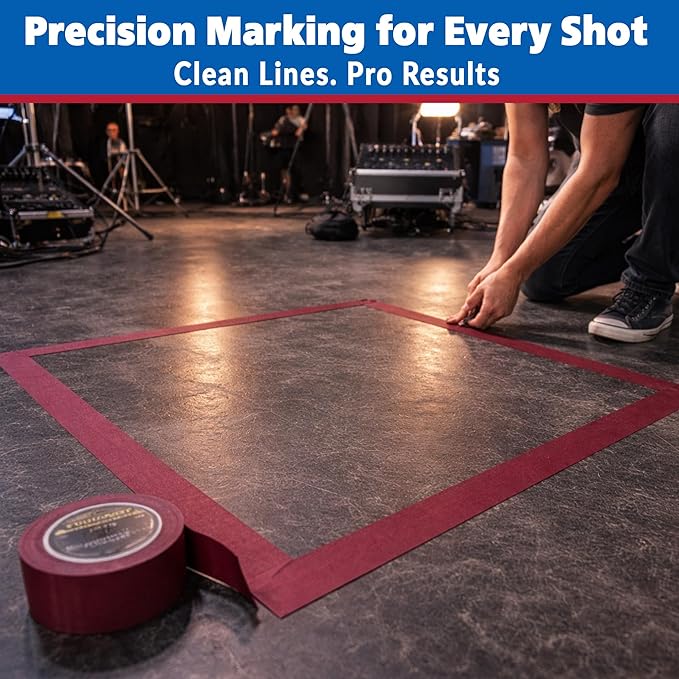 Gaffer Power Burgundy Gaffer Tape 2” x 30 Yards – No Residue, Premium Color, Made in USA, Matte Non-Reflective Cloth Tape for Stage, Events & Cable Management