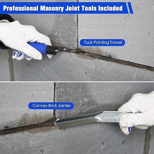 22PCS Tile Grout Masonry Mortar Bag & Brick Jointing Tool Kit, 20PCS 11"x22" Blue Disposable HDPE Tear Resistant Grout Bags,Tuck Pointing Trowel & Convex Brick Jointer for Brick Mortar Repair