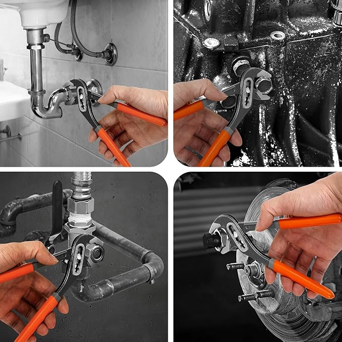 2-Piece Water Pump Pliers Set, 8" & 10" Quick-Adjust Groove Joint Pliers, Forged Carbon Steel with Bi-Material Grip for Plumbing, Auto, DIY & Home Repair