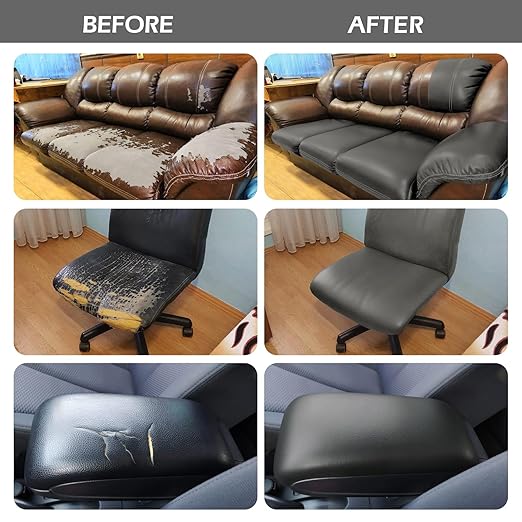 BSZHTECH Leather Repair Tape Self-Adhesive Leather Repair Patch for Couch Furniture Sofas Car Seats Advanced PU Vinyl Leather Repair Kit (Grey, 17X79 inch)