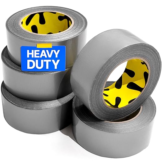 5 Pack Duct Tape Heavy Duty Waterproof - 2 In x 90 Ft - All-Weather, Silver, Easy to Tear, Strong Hold, No Residue, Gray Bulk Waterproof Tape for Repairs, DIY, Sealing, B2B, Home, Office, Outdoor Use