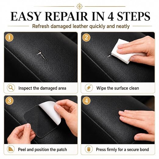 Self Adhesive Leather Repair Patch 17x79 Inch for Furniture Strong Adhesive | YAWQIRV Self Adhesive Vinyl Repair Patch for Peel and Stick Leather Repair, High Tack Adhesive for Sofas and Car Seats, Black