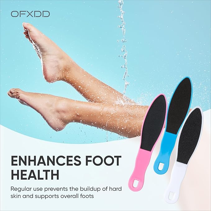 Foot File 12 Pcs - Professional Pedicure Tools for Cracked Heels - Double-Sided Foot Scrubber with Plastic Handle - Rasp Foot Scrubber Dead Skin Remover & Callus