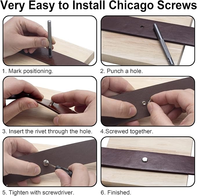 110 Sets Black Chicago Leather Fasteners Leather Rivets Kit for Shoe/Belt Repair/Fabric Rivets