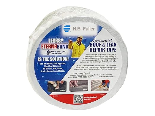 EternaBond AlumiBond 2" x50' MicroSealant Tape with 4mil Aluminum Backer | 21 mil Total Thickness | EB-AB020-50R - One-Step Durable, Waterproof and Airtight Repair